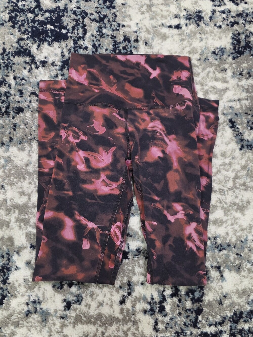 Lululemon Pink and Black Printed Leggings